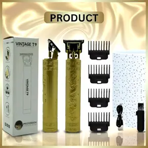 Alat cukur rambut gold end black dragon T9.Cordless Clippers, gunting rambut mesin Elektrik Kumis
