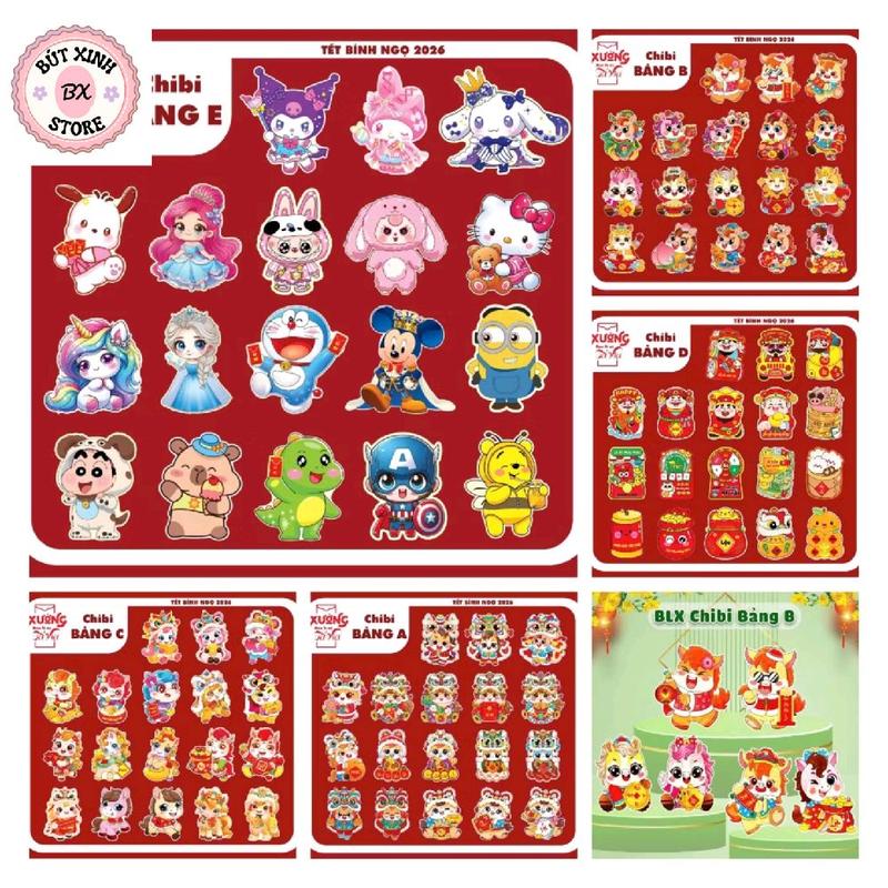 Combo 20 Cái Bao Lì Xì Chibi 3D 2026 Ngựa Dễ Thương Chọn theo bảng