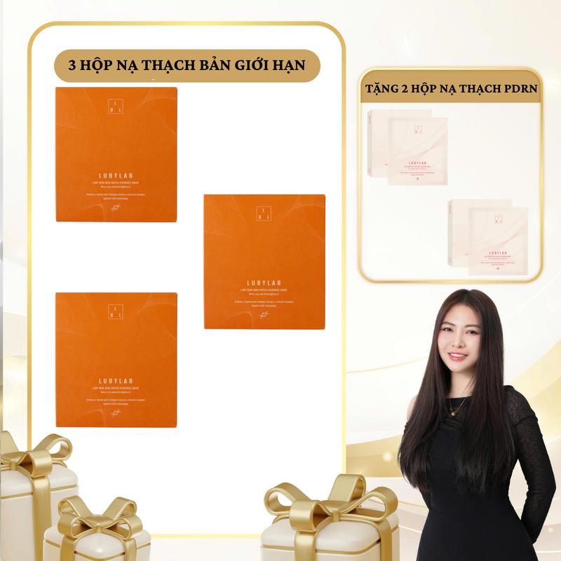 SN1711 - Phiên Bản Giới Hạn - Combo 3 Hộp Mặt Nạ Thạch Hydrogel 4 Miếng Premium Lubylab 3*4 miếng tặng 2 hộp mặt nạ thạch PDRN 2*4 miếng