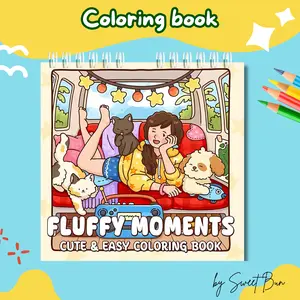 Buku Mewarnai Anak Remaja Dewasa - Fluffy Moments Coloring Book
