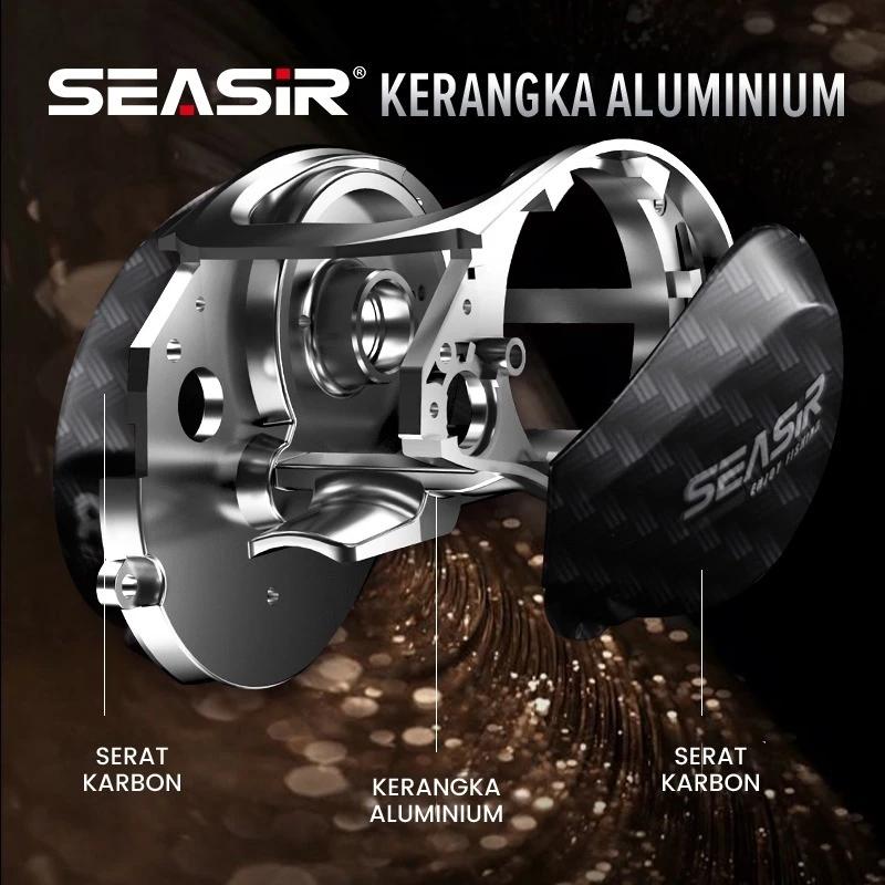 SEASIR Salminus Reel BC Baitcasting Pancing, 12kg Max Drag, 8:1 Rasio Gigi, Spool Aluminium, Bantalan Ceramic 11+1BB, Gagang Serat Karbon, Saltwater SW Air Laut Casting Roda