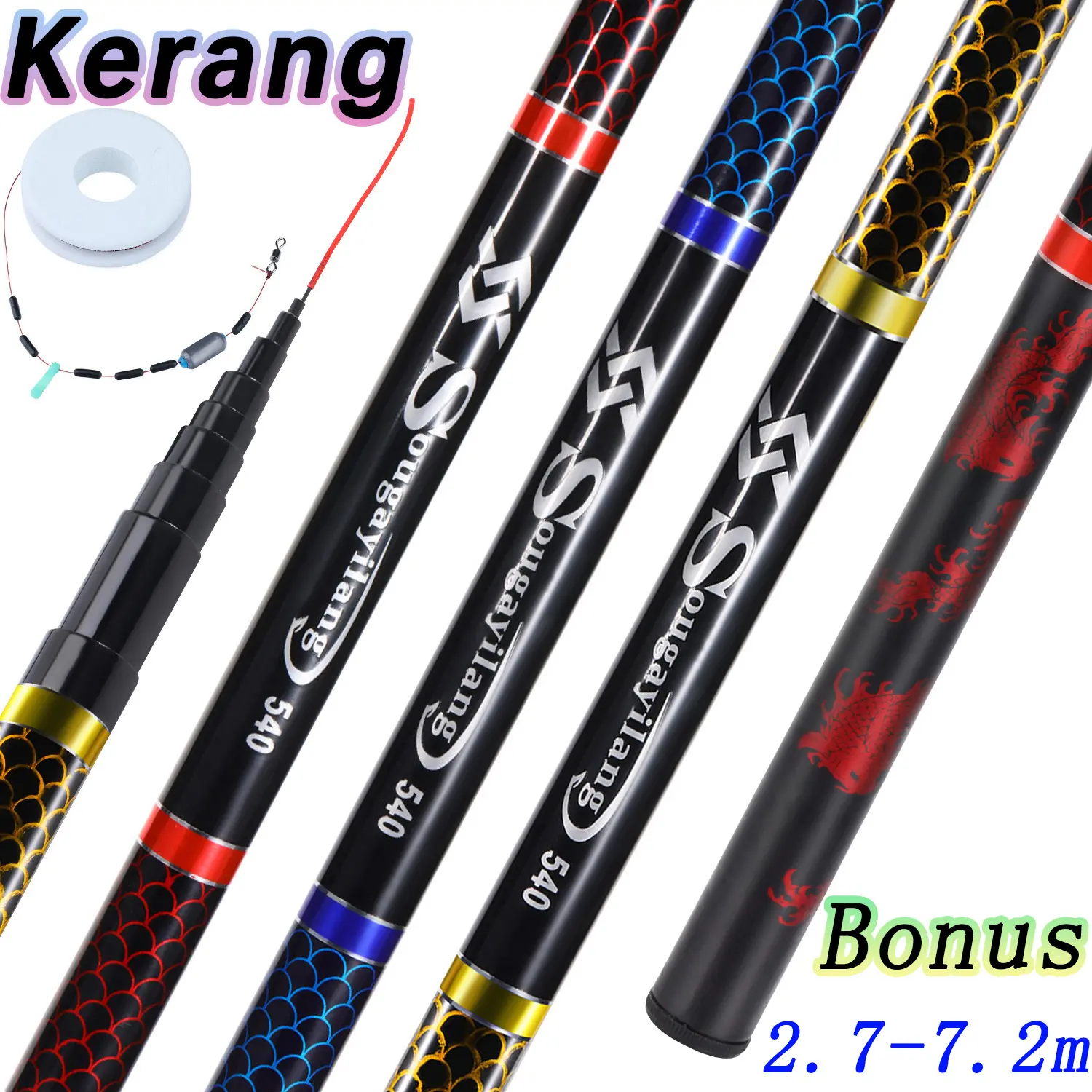 Sougayilang Joran Tegek 2.7M-7.2M Joran Pancing Fishing Pole Fishing Rod