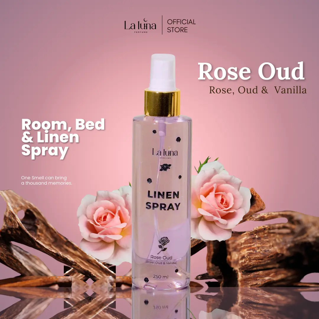 Room and Linen Spray 250ml Pengharum Pakaian dan Ruangan Antibacterial Laluna Rose Oud