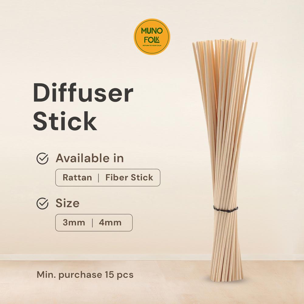 MUNO FOLK - Rotan Stick Reed Diffuser Dekorasi Minyak Rattan Fiber 19cm Diameter 4mm & 3mm Bahan Natural & Sintetis - Rotan