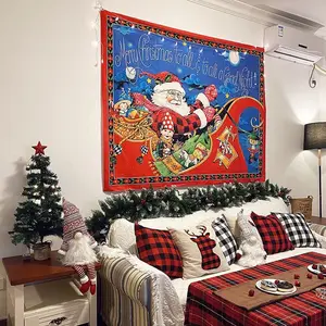Dekorasi Natal Gaya Amerika Klasik Latar Belakang Kain Gantung Ala Instagram Kain Dinding Kamar Santa Claus untuk Musim Liburan
