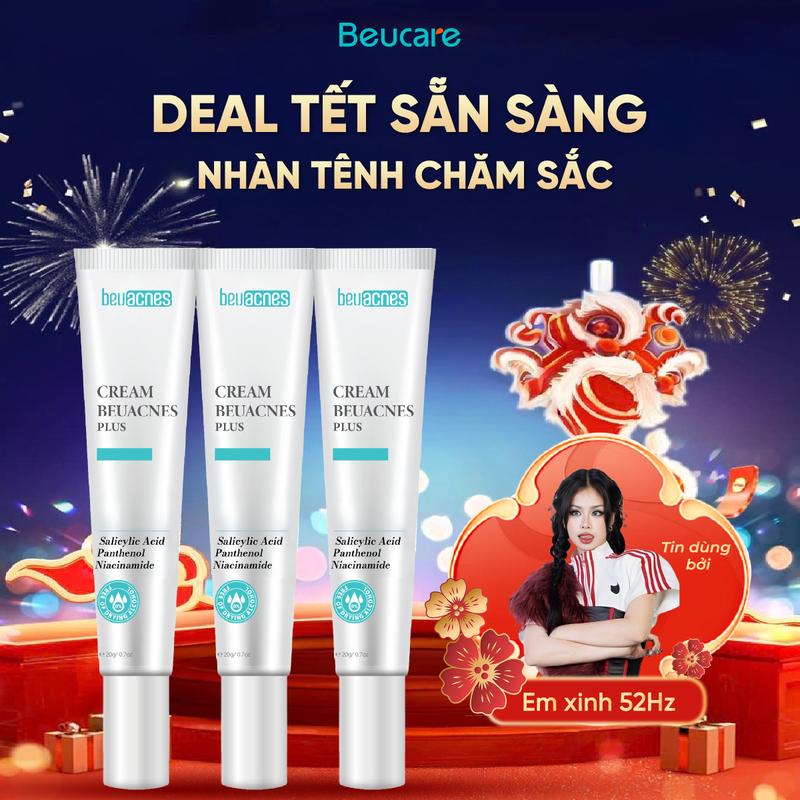   COMBO 3TM  - TML030 Combo 3 Kem Mụn BEUACNES PLUS 15g - Giảm Mụn Sáng Da Mờ Thâm Mụn Dưỡng Ẩm Da Nam Nữ Làm Đẹp Da Women Skincare Chăm Sóc Da Không Dùng Cho Bé 