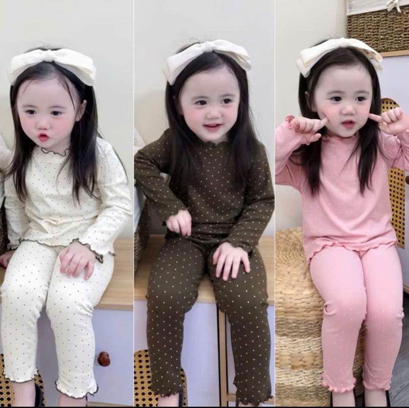 Set Bộ Quần Áo Thu Đông Bé Gái Dễ Thương CHẤT LIỆU THUN TĂM CAO CẤP Cho Bé Gái Sz 9-32kg