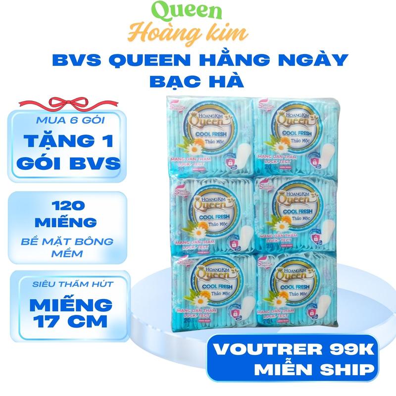 [ Hằng Ngày Mát Lạnh ]  6 Gói Tặng 1 Gói  Băng Vệ Sinh Hằng Ngày The Mát Queen Hoàng Kim Gói 20 Miếng Kích Thước 17 Cm Bề Mặt Bông Mềm Nữ Cho Bé   bang vesinh Tampon
