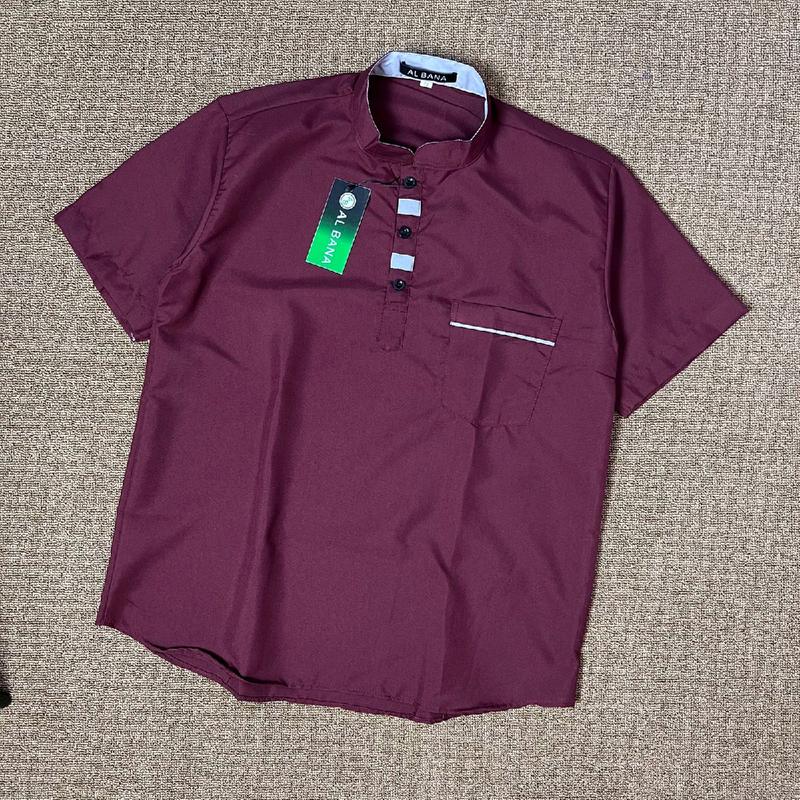 Koko anak laki laki lengan pendek motif dada polos usia 8-15 tahun koko kurta terlaris kekinian Muslim Baju Katun 7
