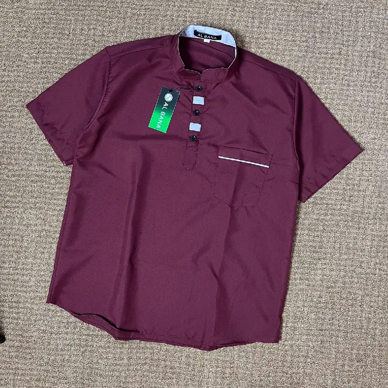 Koko anak laki laki lengan pendek motif dada polos usia 8-15 tahun koko kurta terlaris kekinian Muslim Baju Katun 7