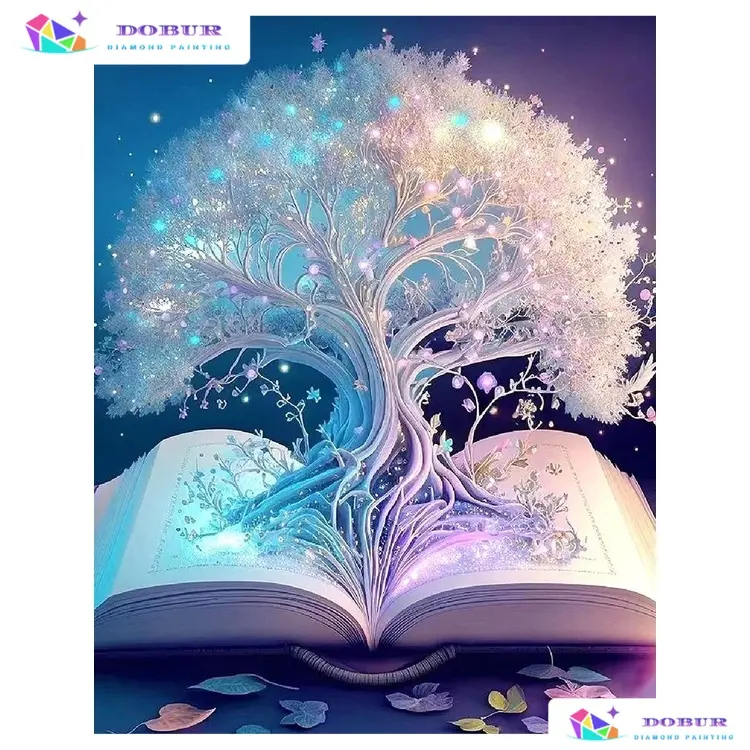 ชุดเพ้นท์เพชร, DOBUR, 5D DIY, ภาพวาดต้นไม้, ผ้าใบเจาะเต็ม, ทรงกลมและสี่เหลี่ยม, พร้อมตัวเลข, ของขวัญงานฝีมือ, ตกแต่งผนังบ้าน