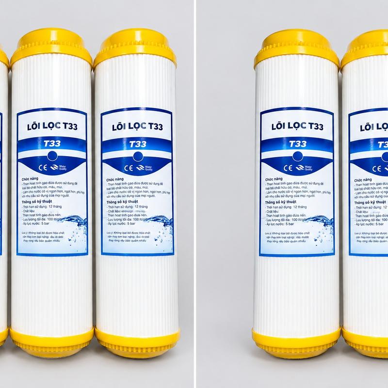 Lõi lọc nước T33- Số 5, than hoạt tính dành cho máy lọc treo tường