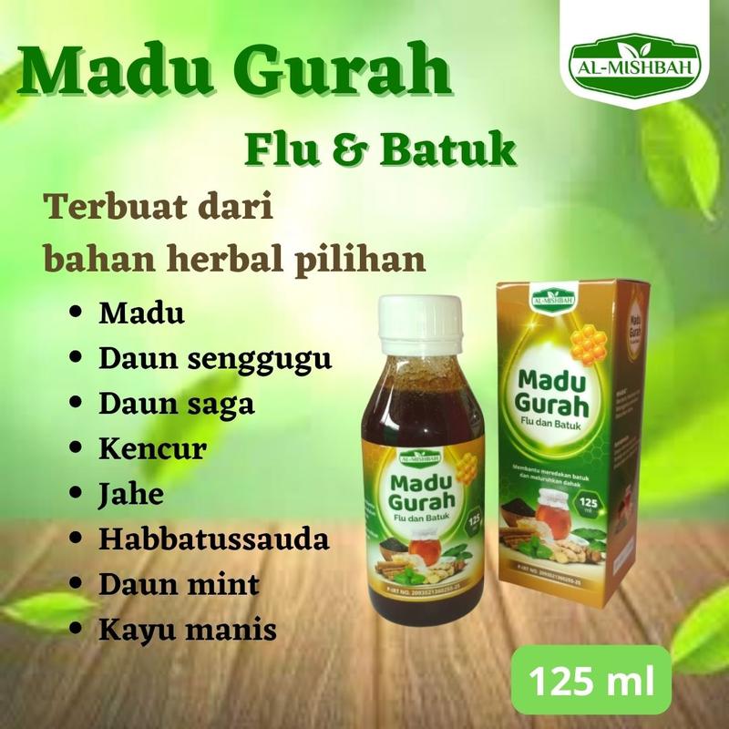 Madu Gurah Flu dan Batuk Al Mishbah Plus Daun Saga 125 ml Honey Syrup 2