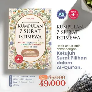 [Ukuran Besar A5] - Kumpulan 7 Surat Istimewa - Yasin Alkahfi Almulk alwaqiah arrahman luqman sajdah - Asmaul Husna - Doa Harian dan Keutamaan - Quran Alquran