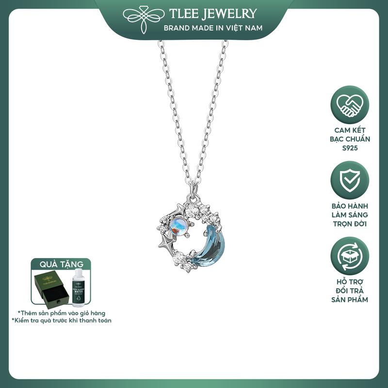 Dây chuyền bạc nữ TLEE Dreamy Moon trăng sao đính đá lấp lánh TLEE JEWELRY D0445
