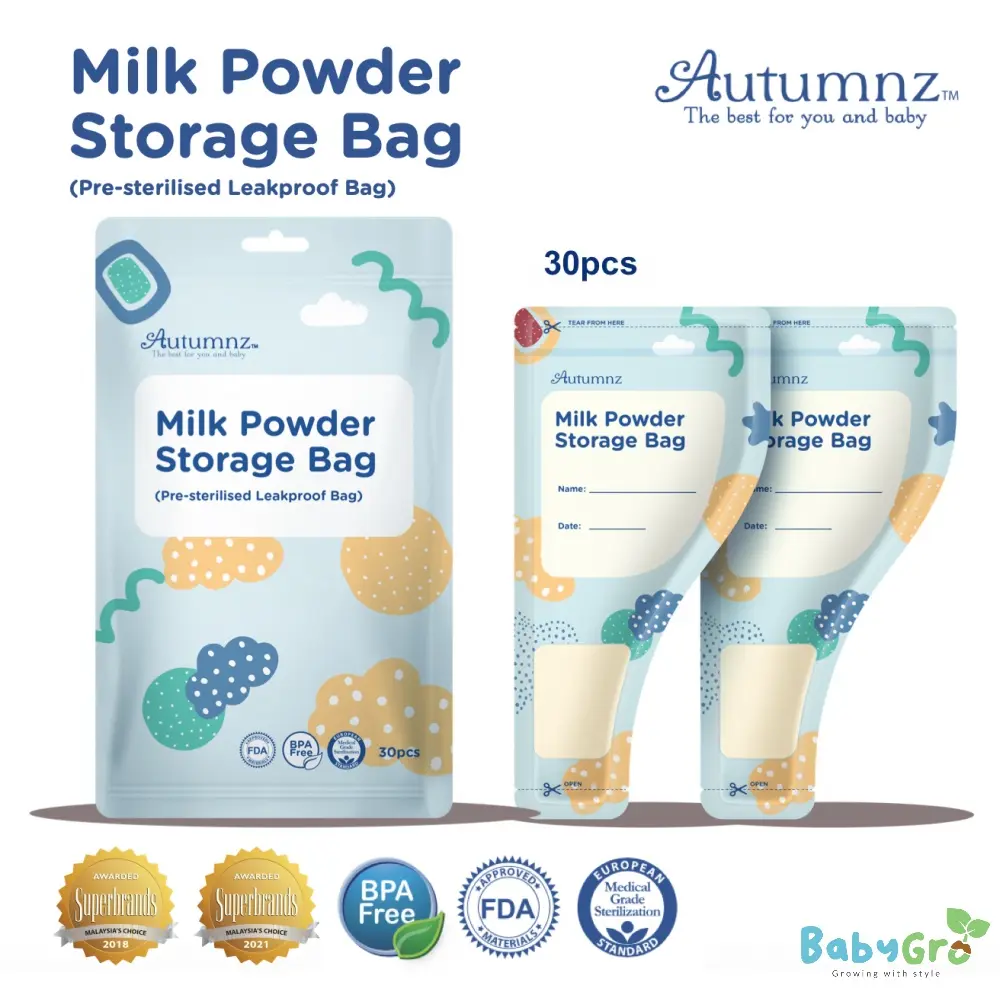 Autumnz Milk Powder Storage Bag 30's | Food Storage Bag (Pre-sterilised Leakproof Bag)