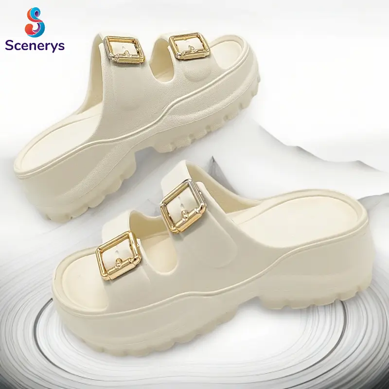 Scenerys Sandal anak perempuan dengan hak baji yang lembut, sandal EVA ukuran 30-35 2