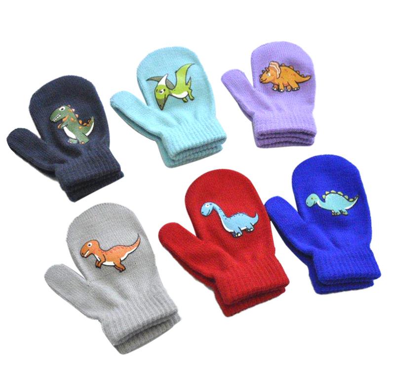 Product Introduction of New Winter Outdoor Knitted Baby Gloves For 1-3Y Children Pupil Student Cute Dinosaur Full Finger Mittens Autumn Warmer Hand 20