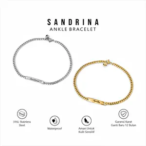 Sandrina Bracelets -  Gelang Kaki Custom Nama Laser Engrave Titanium Anti Karat Asesoris Gelang Kaki Lonceng Wanita Perempuan Dewasa Gold Silver Aksesoris gelang kaki titanium anti luntur