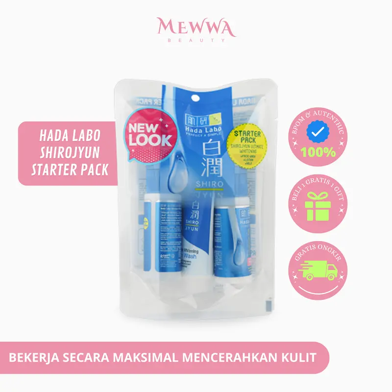 Mewwa Beauty - HADA LABO Starter Pack Shirojyun Series 20gr - Face Wash Lotion & Milk Original BPOM 0