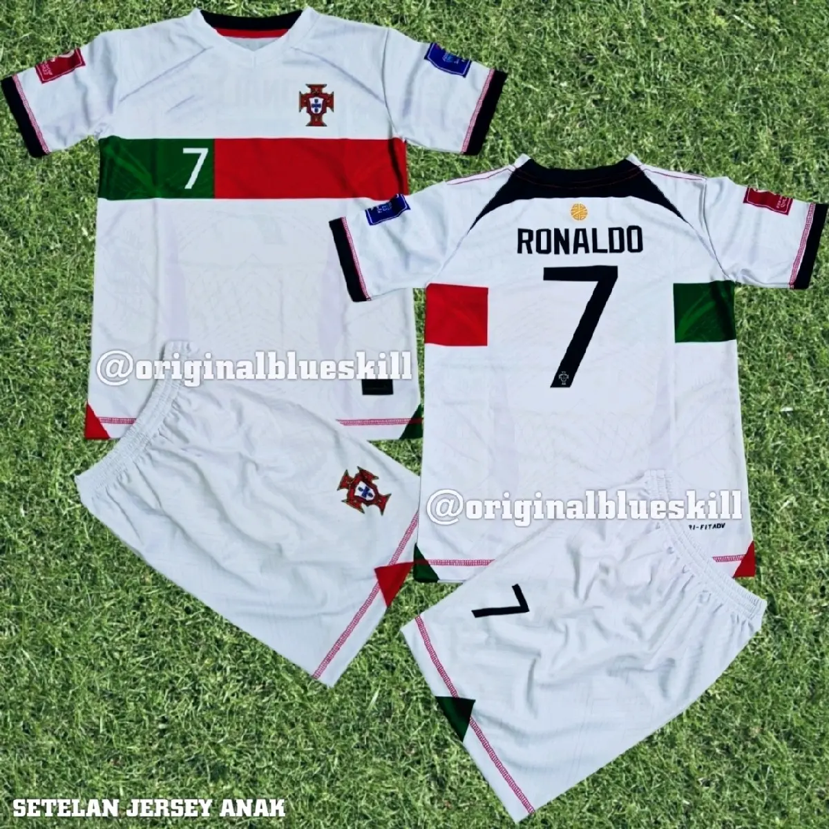 Setelan jersey anak portugal home away / setelan jersey piala dunia terbaru / jersey olahraga anak / setelan jersey sepak bola anak Set Cowok Cewek Nyaman Cepat Kering Outdoor