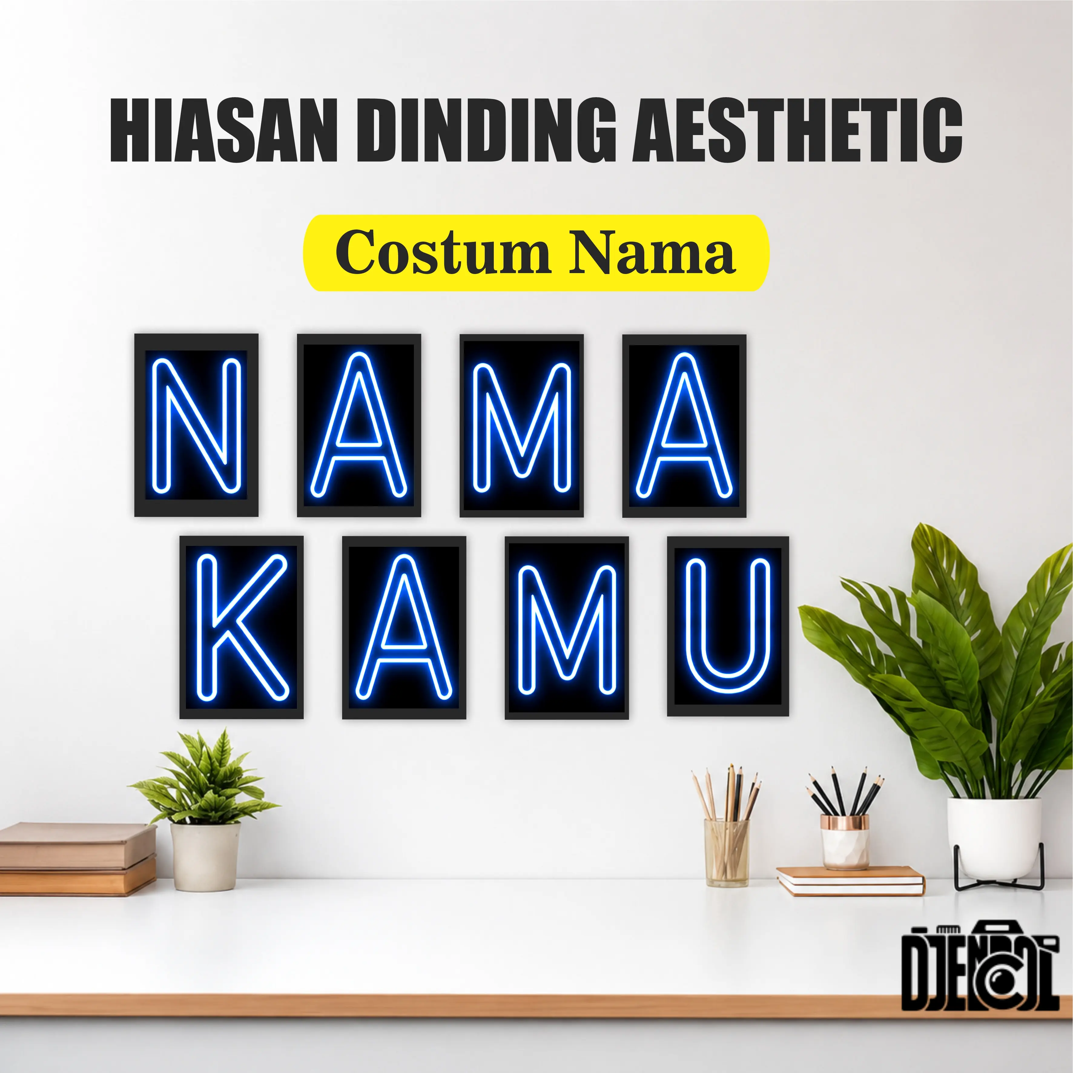 Hiasan Dinding Huruf & Angka Custom MDF 15x10cm | Dekorasi Nama Kamar
