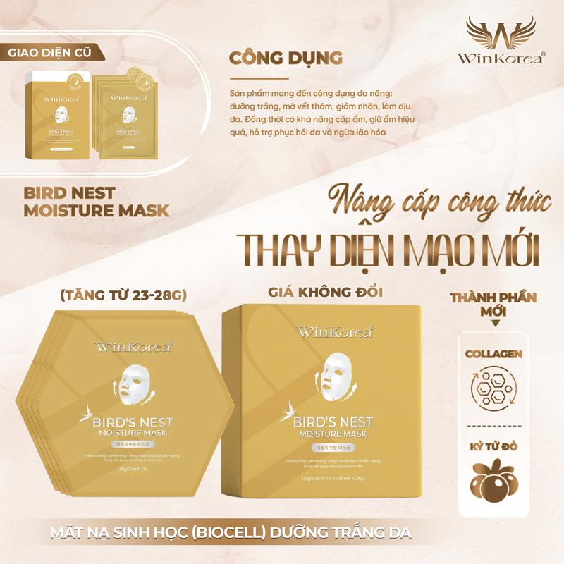 Mặt Nạ Dừa Sinh Học Biocell WinKorea Hỗ Trợ Dưỡng Trắng Da,Giúp Cải Thiện Độ Đàn Hồi Cho Da 1 Hộp 4 Miếng Skincare Mask Nữ Làm Đẹp Da Dưỡng Ẩm