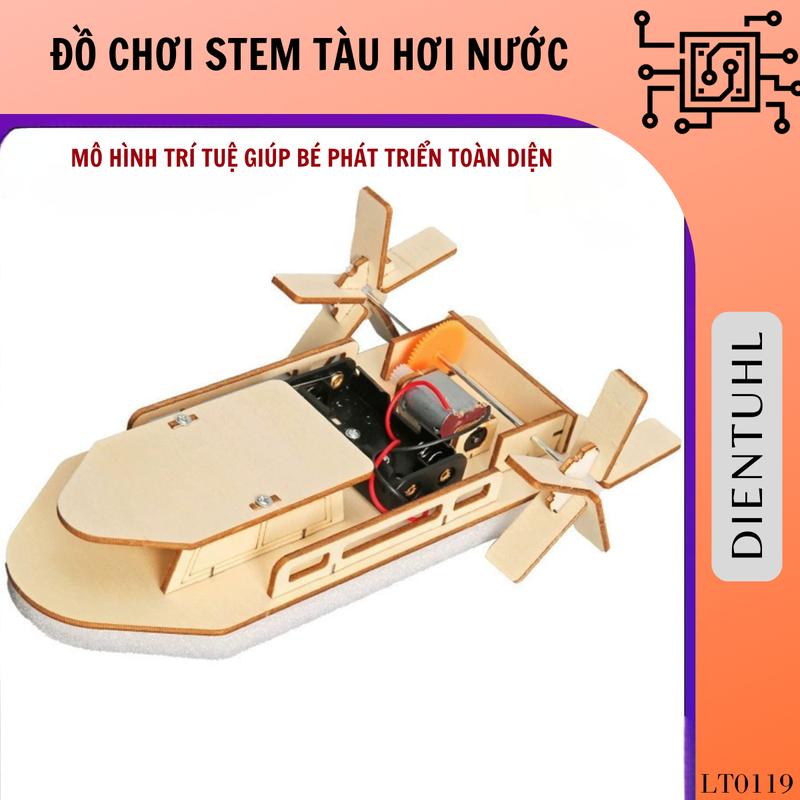Đồ chơi trí tuệ STEM Tàu nước điện - Đồ chơi gỗ tự lắp ráp xếp hình DIY Đồ chơi cho bé vừa học vừa chơi Bộ Lắp Ráp Tàu Canno giúp bé thông minh phát triển toàn diện