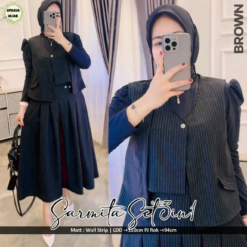 Oneset Kekinian Premium Quality | Oneset Wanita 3in1 Kekinian | Baju Setelan Wanita Setelan Rok Casual 1