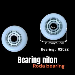 Roda Bearing Nylon 23x5x7mm Bearing 625ZZ Diameter Luar 23mm Lubang 5mm Tebal 7mm untuk Reel Pintu Sledding dengan Lapisan Bahan Nylon Berkualitas