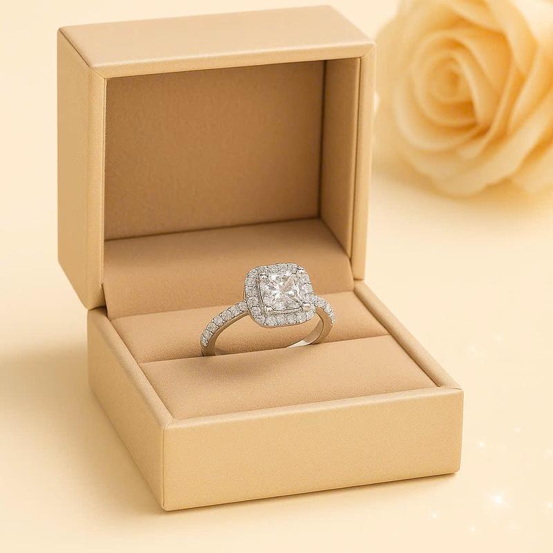  Nhẫn nữ hoàng đính đá - mặt vuông đơn giản dịu dàng cho nữ 