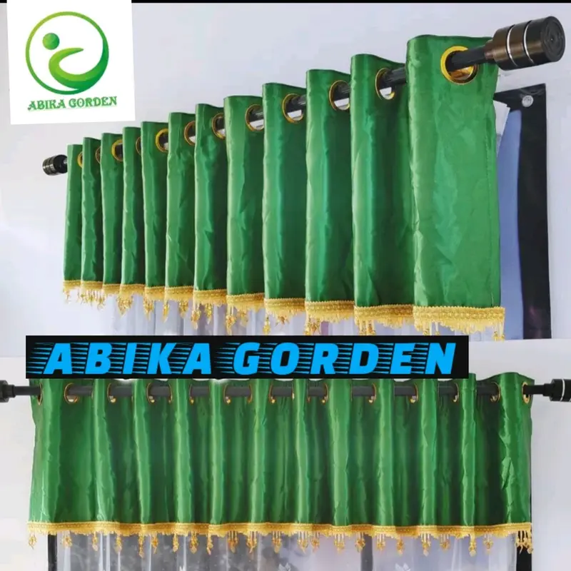 Gorden Poni Blackout Import Printing Abu Model Smokring Tinggi 40 Cm Kain Renda Curtain 0