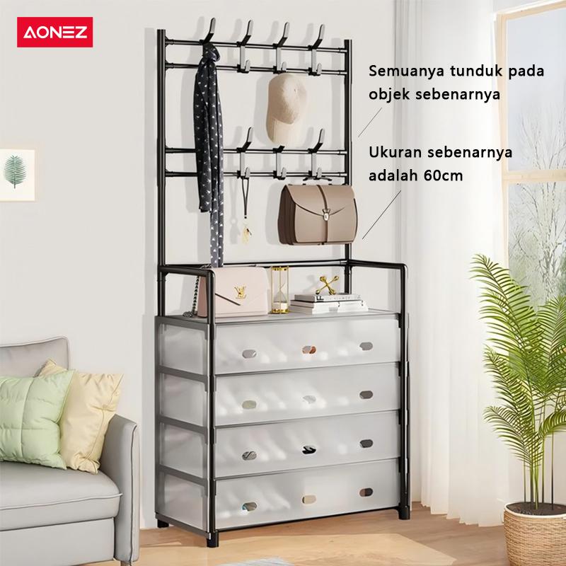 Product Introduction of 【Tahan debu】【Full cover】【Instal 1 menit】【COD】【24H Shipping】Aonez Rak sepatu dan topi anti debu Rak Gantungan Baju Stand Hanger Rak Sepatu Penyimpanan Jaket Topi Rak Jemuran Baju Rak Sepatu Sandal Rak 0