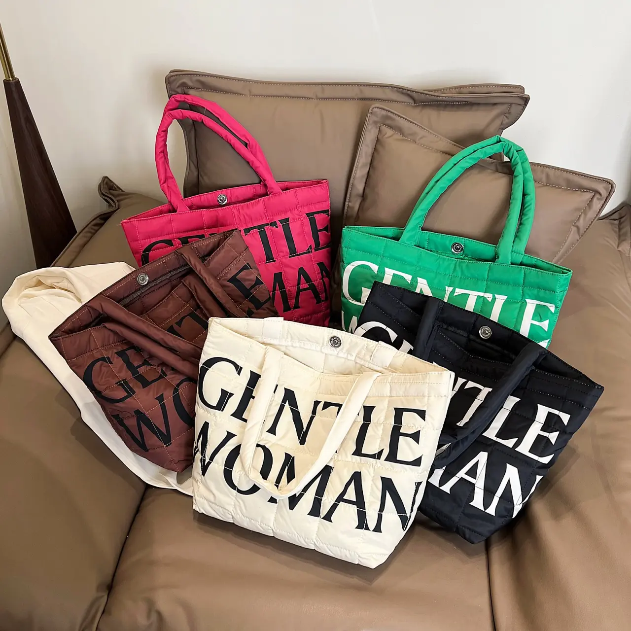 Gentlewoman Sewing Line snap-fastener Canvas Free Size Women's Bag Tote Bag Shoulder Bag