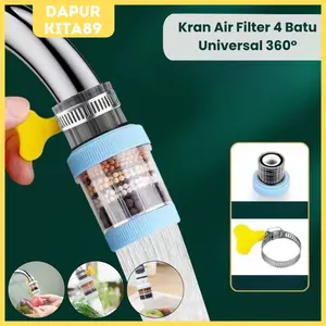 DK89 Sambungan Kran Air Filter 4 Batu Kran Air Universal 360° Saringan Filter Air Kran Hemat Air Filter Karbon Aktif Kepala Pancuran Nosel Filter