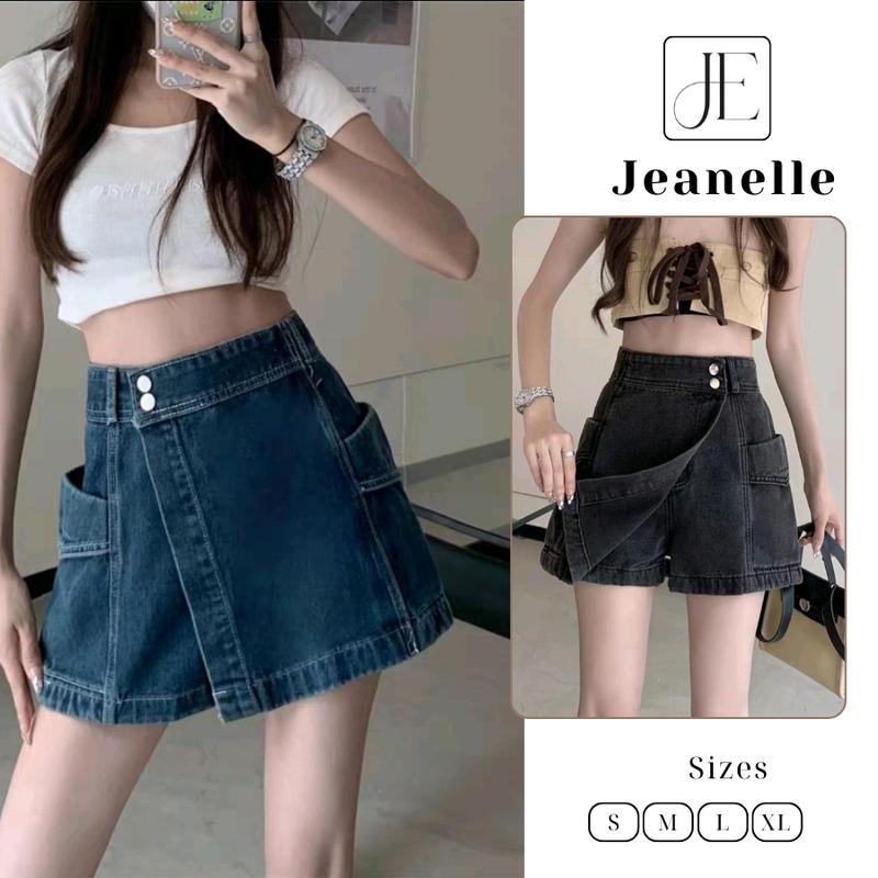 Quần Short Jean Cạp Cao, Quần Giả Váy Đẹp Nữ