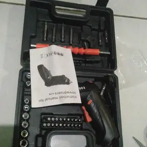 Set Bor Tangan Bolak Balik Screwdriver 4,2 Volt Tanpa Kabel 45 Pcs Mata Obeng Lengkap Free Usb - 6003 Bor Cordless Drill Mini Portable Multifungsi dengan Lampu LED