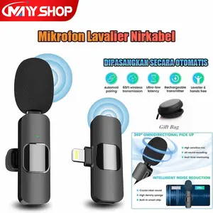 MAYY Mikrofon Nirkabel Lavalier Mic Portable Audio Video pembuatan Rekaman Wireless Microphone Klip