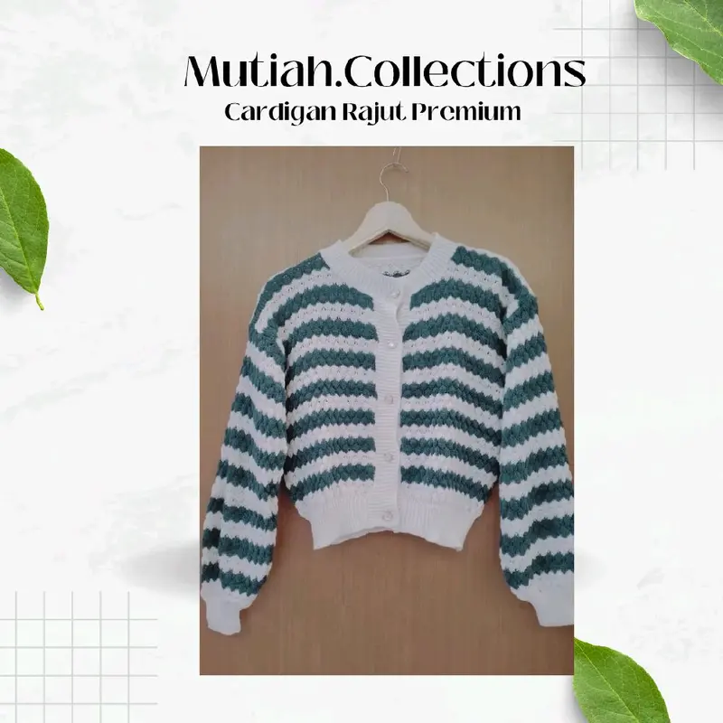 MC/ Cardigan Rajut Premium motif strip baju atasan hangat cardy top kancing lengan panjang kekinian korea 1