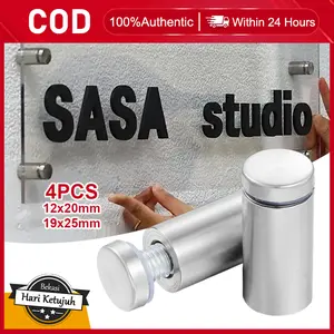 4pcs Pen Iklan Baut Akrilik 12x20/19x25mm - Stainless Steel Cocok Sign Board/Poster/Reklame