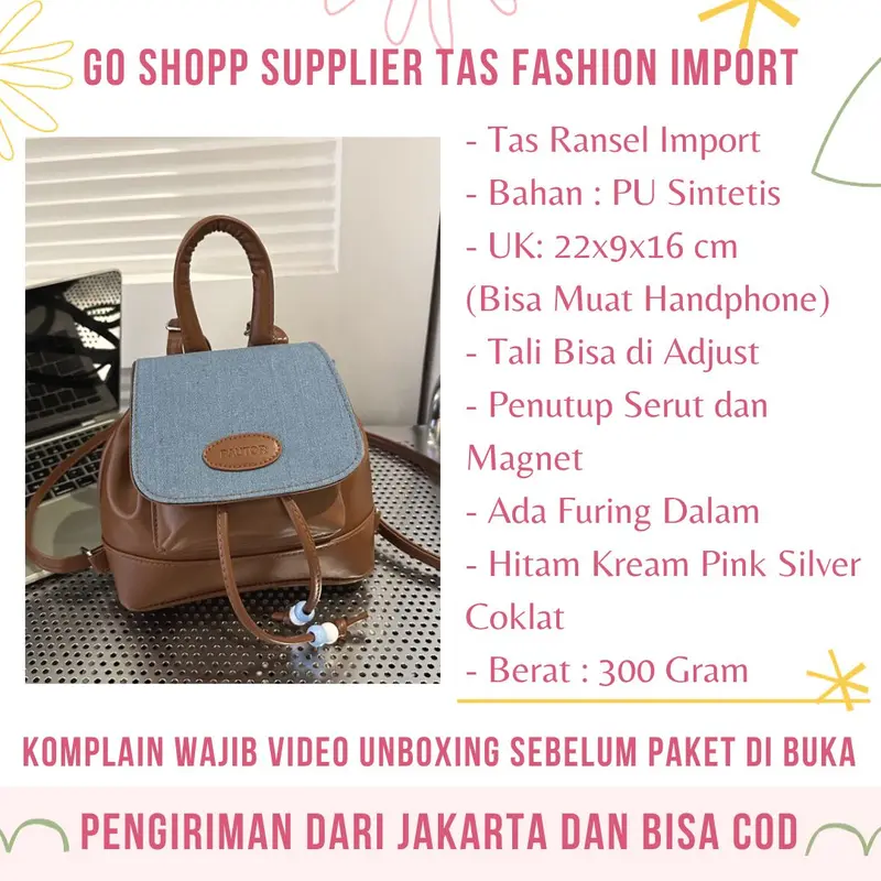 Tas Ransel Kulit Mini Wanita Viral Tas Backpack Lucu Korean Style Aesthetic Kekinian Terbaru BK25 1