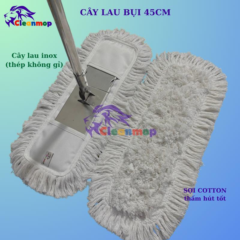  Cây lau nhà 45cm cây lau bụi công nghiệp inox cứng cáp bền bông lau cotton thấm hút tốt chất thấm nước Lau Sàn chổi lau vat  dung gia dinh chổi  lau bệnh viện cây  lau cây  lau 