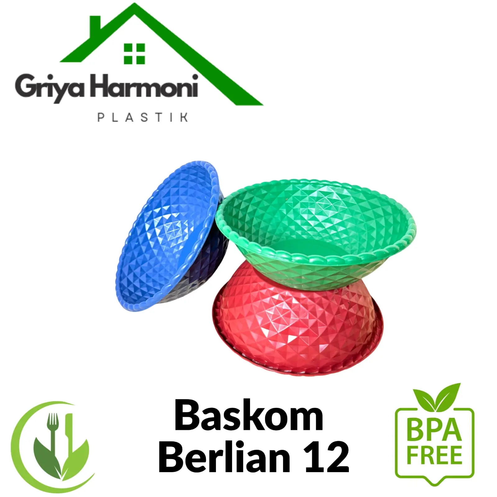 (PAKET HEMAT 4 LUSIN) BASKOM 12 BERLIAN - BASKOM NASI HAJATAN MOTIF BERLIAN - EMBER NASI BERKATAN MOTIF WAJIK BAHAN PLASTIK TEBAL