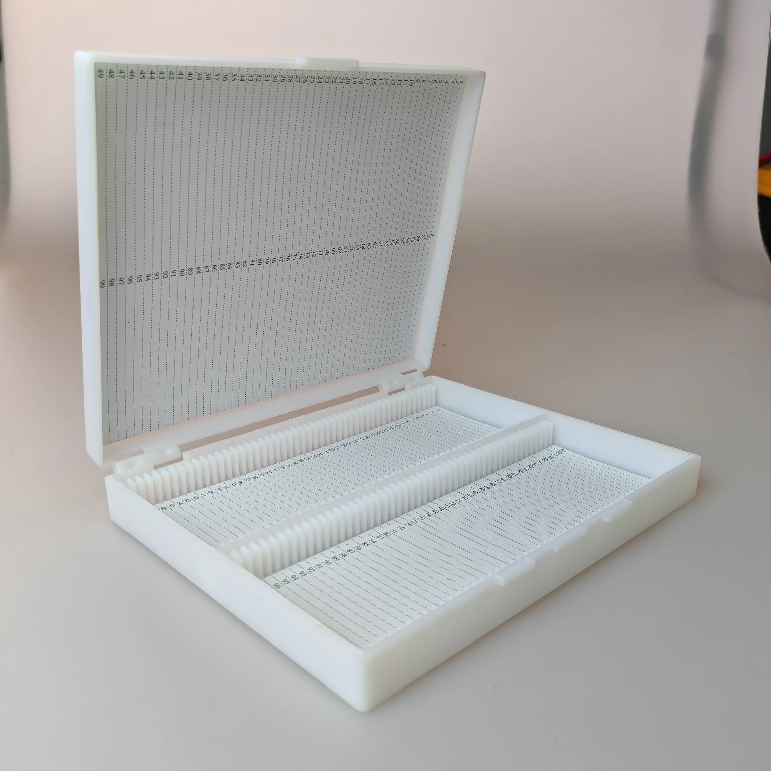 100PCS Biology Glass Microscope Slides Specimens Storage Box Case Plastic Rectangular 100 Slides Microscope Box