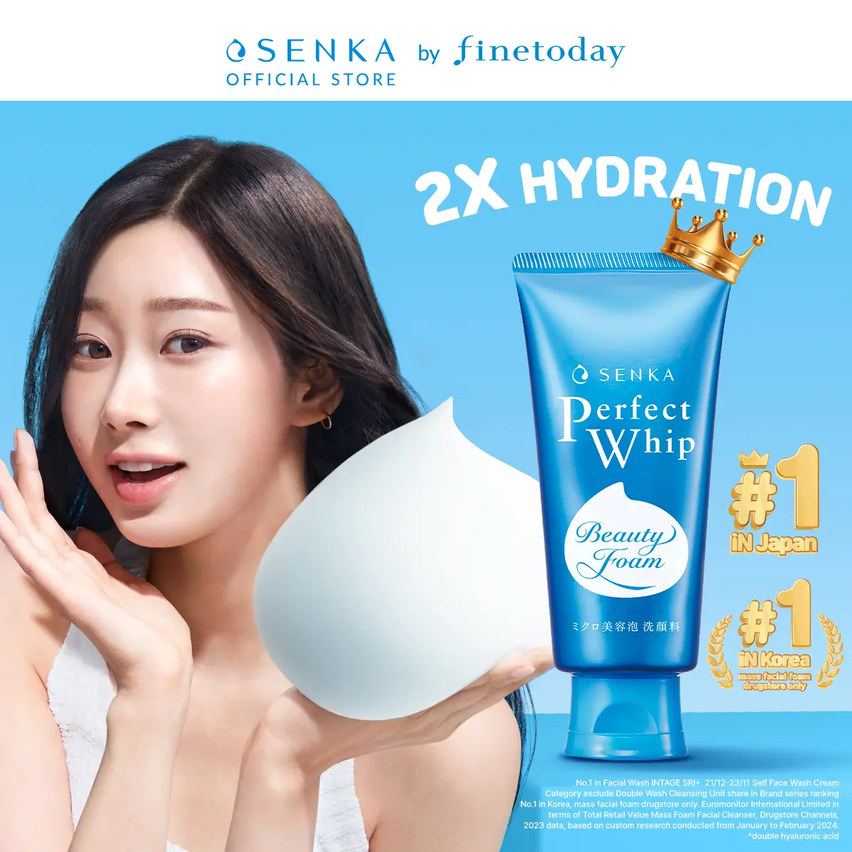 SENKA Perfect Whip U Facial Foam 120g Double Hyaluronic Acid - Untuk Membersihkan Kotoran dari Wajah