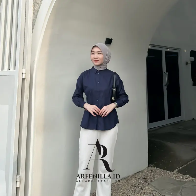 Difa Top Long Slevee Atasan Wanita Katun Poplin 4