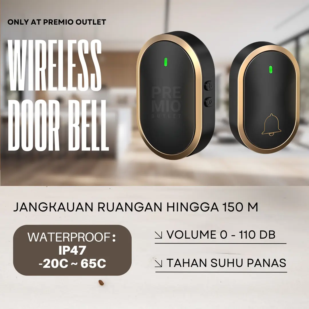 PREMIO Bel Pintu Pagar Rumah Wireless Door Bell Waterproof