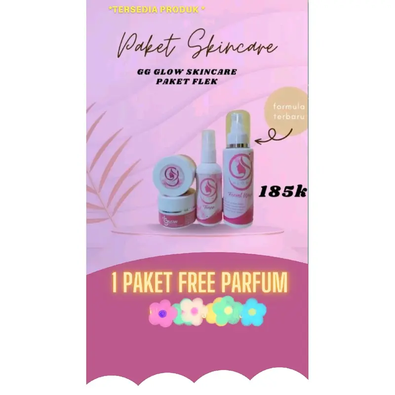 Skincare GG Glow  pemutih wajah, 1 paket free parfum 2
