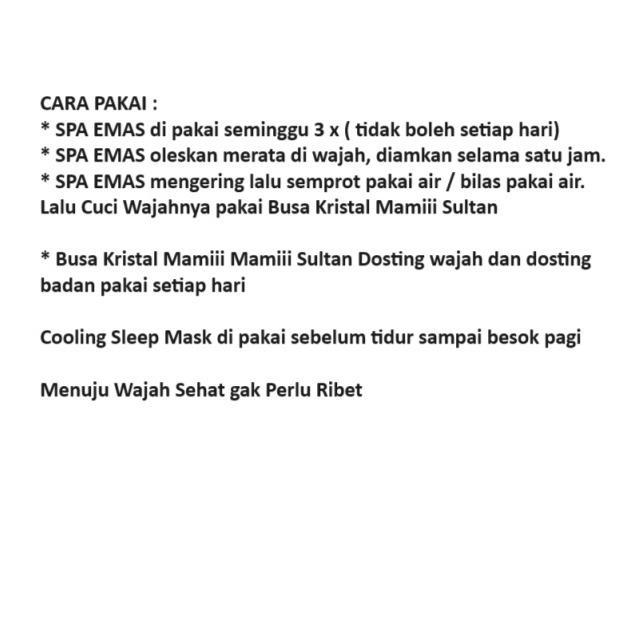 (AMAN REVIEW DR OKKY) SPA EMAS, COOLING SLEEP MASK MAMIII SULTAN [BPOM] 4