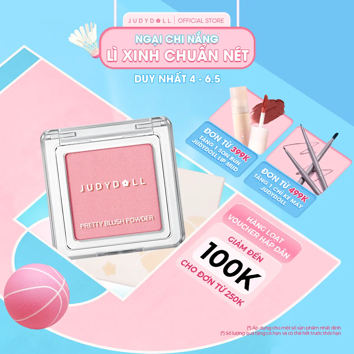 JUDYDOLL Phấn má hồng Judydoll Pretty Blush Powder Chất mịn Tự Nhiên Đa dạng màu hot 2g